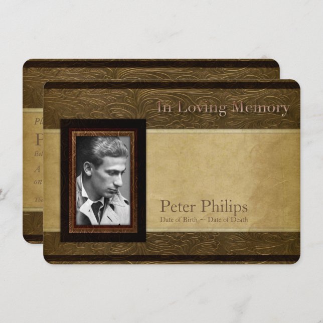 Convites Serviço Memorial Fotográfico em pergaminho de cour (Frente/Verso)