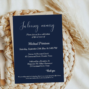 Convites Serviço Memorial, Funeral, comemoração da vida