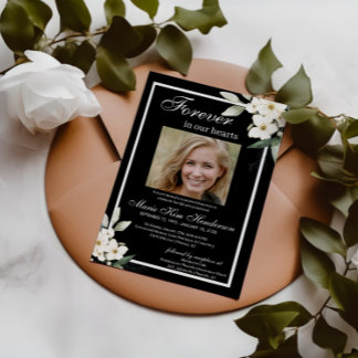 Convites Serviço Memorial Funeral do Boho Branco Negro