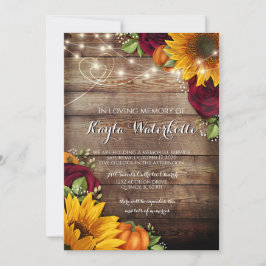 Convites Serviço Memorial Morte de Girassol e Rosas