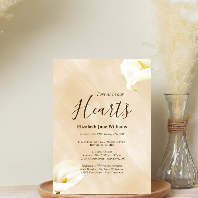 Convites Serviço Memorial Para Sempre Em Nossos Corações |  (Criador carregado)
