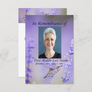 Convites Serviço Memorial Personalizado de Lavanda de Hummi