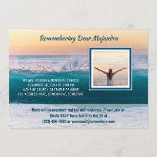 Convites Serviço Memorial Sea Ocean Waves Adiciona Sua Fot
