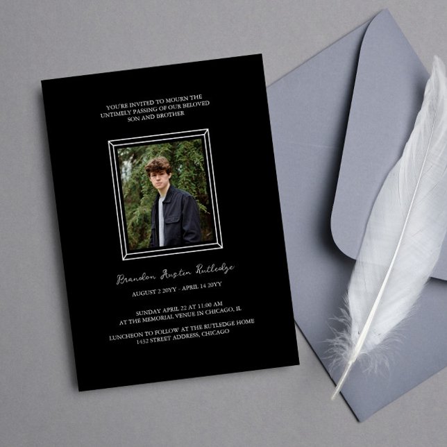 Convites Serviço Simples de Memória de Fotografias de Quadr (Criador carregado)