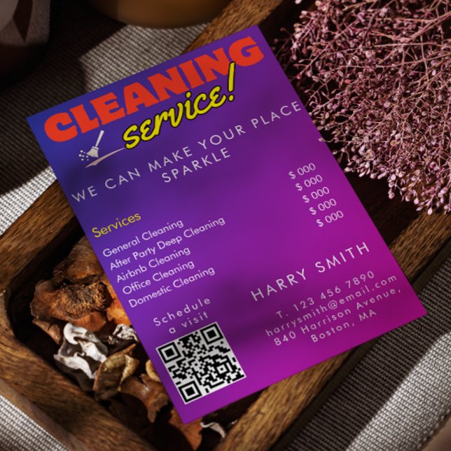 Convites Serviços De Limpeza Fizeram A Verificação De Preço (Cleaning Services Maid Price Scan To Connect Invitation)