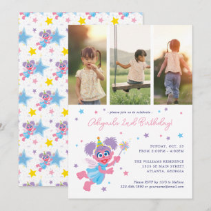 Convites Sesame Street Abby Cadabby Photo Collage Aniversár