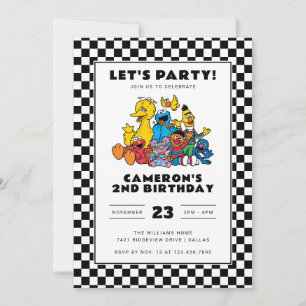 Convites Sesame Street Checkerboard Birthday