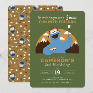 Convites Sesame Street - Cookie Monster   Aniversário S'mor