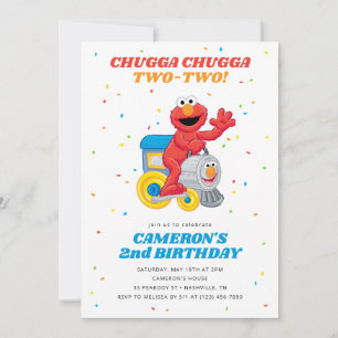 Convites Sesame Street Elmo Chugga Chugga Dois Aniversário