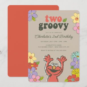 Convites Sesame Street Elmo Dois Groovy Florais de Aniver
