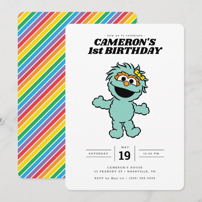 Convites Sesame Street Rosita - Aniversário (Frente/Verso)