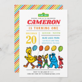 Convites Sésamo Street Pals | primeiro aniversario dos balõ