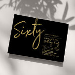 Convites Sessenta | Black & Dourado Modern 60ª Festa de ani<br><div class="desc">Celebre seu dia especial com este simples na moda 60º convite de aniversário. Este design apresenta um script de pincel "Sessenta" com um layout limpo na combinação de cores preto e dourado. Mais designs disponíveis no meu compro BaraBomDesign.</div>