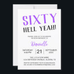 Convites Sessenta Diabos! Bold Purple 60th Birthday<br><div class="desc">Celebre fazer sessenta anos com um talento indesculpável! Este convite de aniversário do "Sessenta Infernos!" em negrito roxo dá o tom para um evento de marco divertido, fabuloso e inesquecível. Totalmente personalizável com nome, data, hora e local, é a combinação perfeita de sabedoria e sofisticada para a rainha do aniversário...</div>