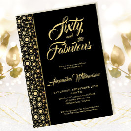 Convites Sessenta e fabulosa Black Dourado 60º aniversário