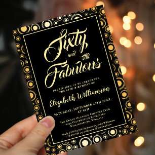 Convites Sessenta e fabulosa Festa de aniversário Dourada 6