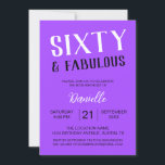 Convites Sessenta e fabulosa roxa 60º aniversário<br><div class="desc">Faça dela o sexagésimo aniversário inesquecível com esta elegante design "Sessenta e Fabulosa" roxa. Ideal para convites de na moda, decorações de festas e presentes de manutenção. Esta design totalmente personalizável traz um toque de brilho e personalidade a qualquer celebração marco. Explore o cheio Sessenta e Fabulosa Coleção de Aniversários...</div>