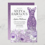 Convites Sessenta e fabulosa sexagésima aniversário de vest<br><div class="desc">Purple Sparkle Dress & Beauily Purple Floral Sessenta e Fabulosa Mulheres 60ª Variações de Convite de aniversário para o convite e itens correspondentes na nossa loja</div>