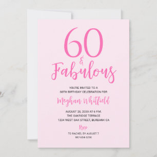 Convites Sessenta e Fabuloso Rosa Corado 60º Aniversário