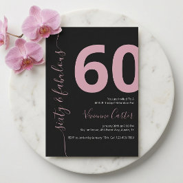 Convites Sessenta e Fabuloso Script Rosa Aniversário de 60 
