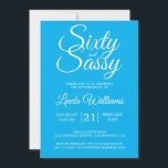 Convites Sessenta e sassy 60ª Festa de aniversário azul bri<br><div class="desc">Comemore a fazer 60 anos em estilo com este moderno design de 60 anos de aniversário em azul brilhante, um convite chic de 60 anos que você pode simplesmente personalizar e enviar para a sua sexagésima festa de festa de aniversário. As palavras sessenta e sassy em branco são definidas por...</div>