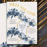 Convites Sessenta e Sassy Floral Dourado Arch 60º Aniversár<br><div class="desc">60º convite de aniversário com rosas azuis. Arcos de ouro e inscrições. O design é chamado "Sessenta e Sassy" em letras douradas, estilo de decoração artística e o modelo está configurado para você adicionar sua formulação de convite personalizada. Esta floral bonito tem design de arco de ouro moderno e terras...</div>