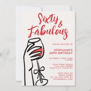 Convites Sessenta & Fabuloso Vinho Tinto Desenhado à Mão An