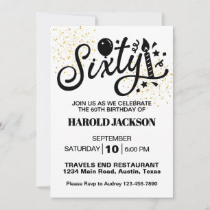 Convites Sessenta Milestone Aniversário