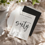 Convites Sessenta | Tipografia moderna da Festa de aniversá<br><div class="desc">Estes simples, elegantes mas sofisticados convites de festas de aniversários 60º contêm a palavra "sessenta" em um roteiro de caligrafia escrevendo à mão e uma serifpografia moderna e espaçada. Você pode mudar o esquema de cores facilmente para sua própria paleta de duas cores personalizada usando o botão "Editar usando a...</div>