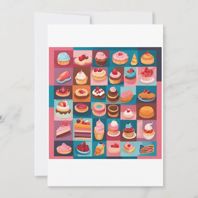 Convites set of pastries delicious  (Frente)