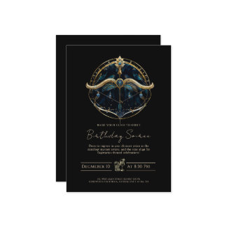 Convites Seta Arco Celestial Preto Cósmico Dourado Sagitári