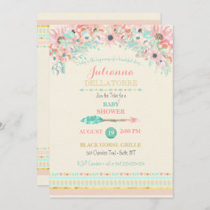 Convites Seta De Pêssego De Boho Tribal