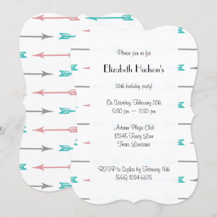 Convites Setas com Fleche (Padrão de Seta) - Cinza Rosa Az