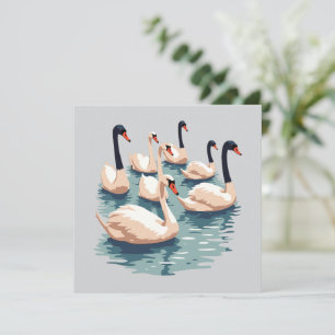 Convites Sete Cisnes Nadando Estêncil de Recorte Estilo 1