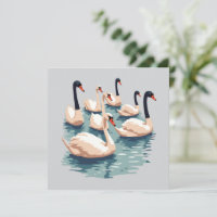 Sete Cisnes Nadar Corte Estilo Estêncil-1