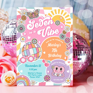 Convites Sete é um Vibe Retro Preppy Varsity Birthday