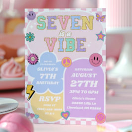 Convites Sete É Uma Festa de aniversário De 7 De Pré-Disque