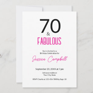 Convites Setenta e Fabuloso Minimal 70 Anos de Idade