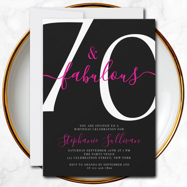 Convites Setenta e Fabuloso Script Aniversário de 70 anos P (Criador carregado)