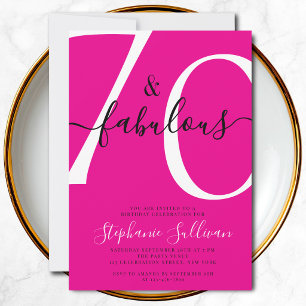 Convites Setenta e Fabuloso Script Aniversário de 70 anos R