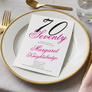 Convites Setenta e Fabuloso Script Rosa Aniversário de 70 a