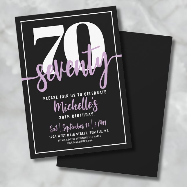 Convites Setenta Festa de Aniversário de 70 Anos Modernos (Seventy Modern 70th Birthday Party Invitation)