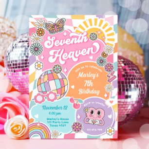 Convites Sétima Garota do Céu Retro Pré-Papoila Varsity Ani