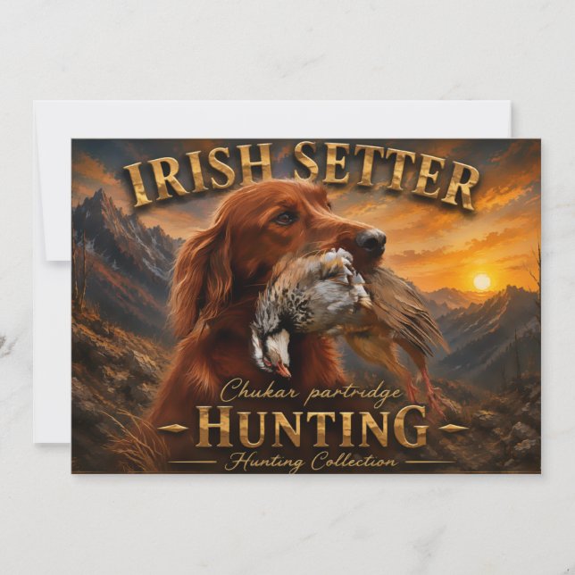 Convites Setter Irlandês com Perdiz Chucar ,Arte  (Frente)