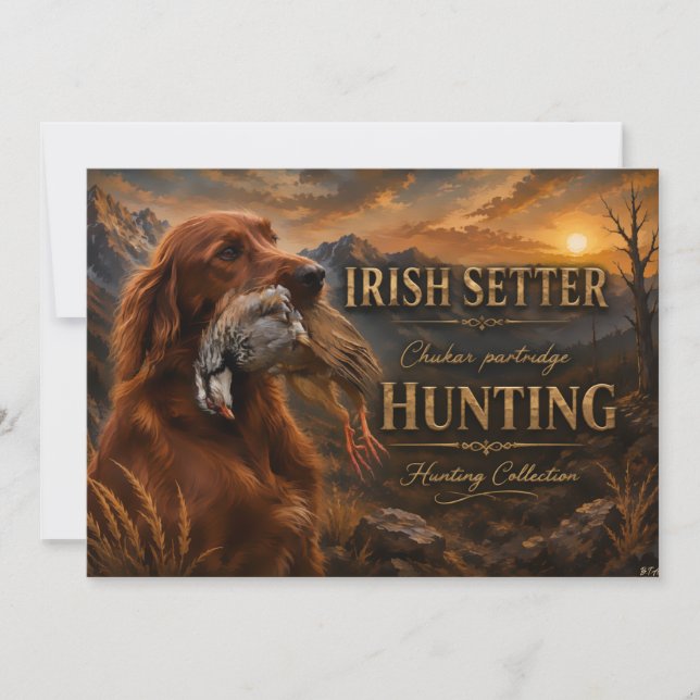 Convites Setter Irlandês com Perdiz Chucar ,Arte  (Frente)
