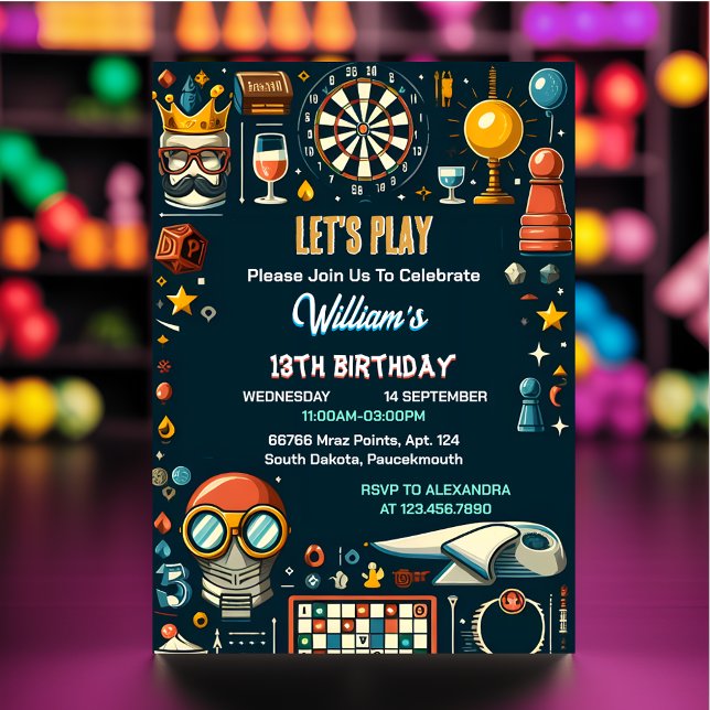 Convites Seu 13 de Aniversário do Chess King e Queen Game N (Criador carregado)