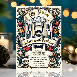 Convites Seu adulto Mens Male janta elegante 50º aniversári