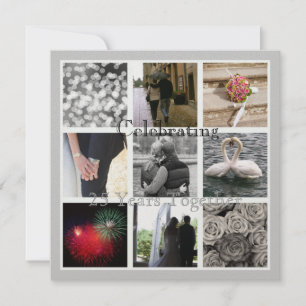 Convites Seu Aniversário Elegante de Colagem de Fotos