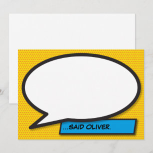 Convites Seu Balão de Fala de Mensagem Diversão Retro Quadr