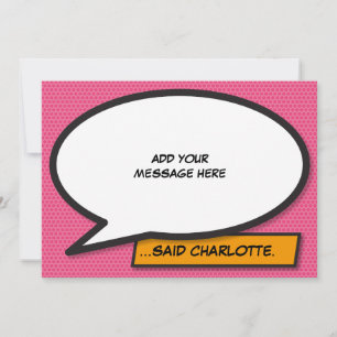 Convites Seu Balão de Fala de Mensagem Diversão Retro Quadr